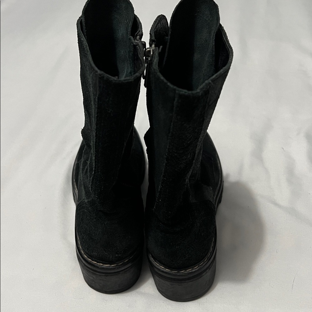 Donald J Pliner Black Leather Gita Side Zip Combat Boots - Picture 4 of 12